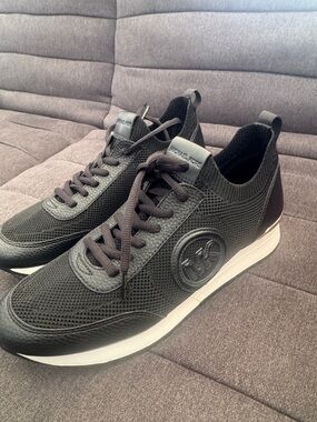 Michael Kors Men's Black Knit & Leather Logo Sneakers